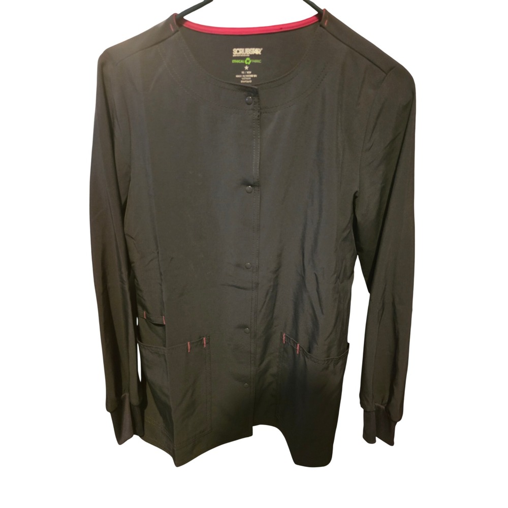 Scrubstar Premium Scrubwear Jacket XS Graphite Pewter Snap Front‎ Long Sleeve